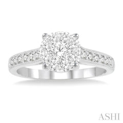 3/4 ctw Lovebright Round Cut Diamond Engagement Ring in 14K White Gold