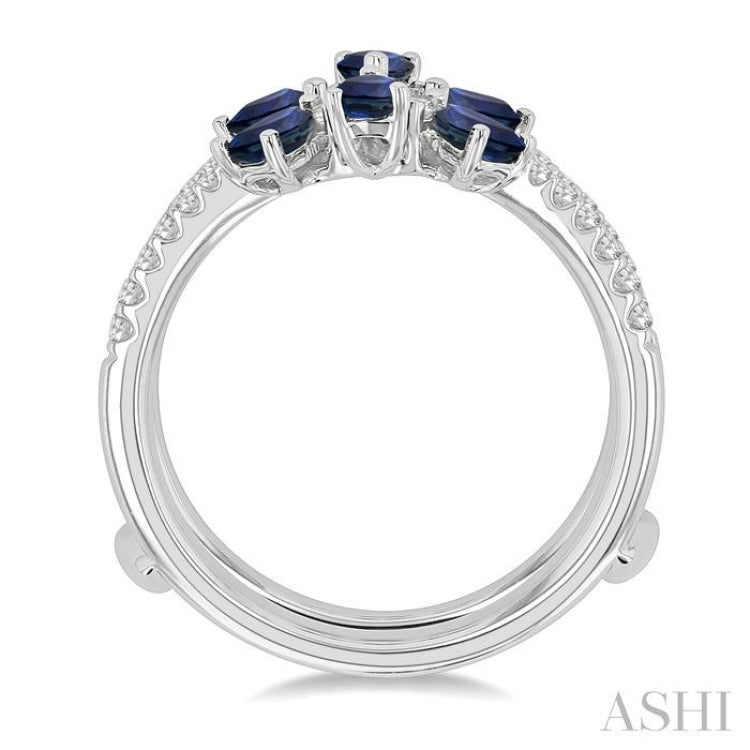 4x3 MM Pear Cut Sapphire and 3/8 ctw Round Cut Diamond Insert Precious Ring in 14K White Gold
