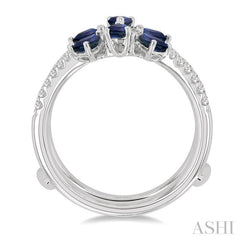 4x3 MM Pear Cut Sapphire and 3/8 ctw Round Cut Diamond Insert Precious Ring in 14K White Gold