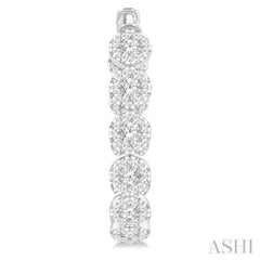 4 1/5 Ctw Circular Link Lovebright In-Out Round Cut Diamond Hoop Earring in 14K White Gold