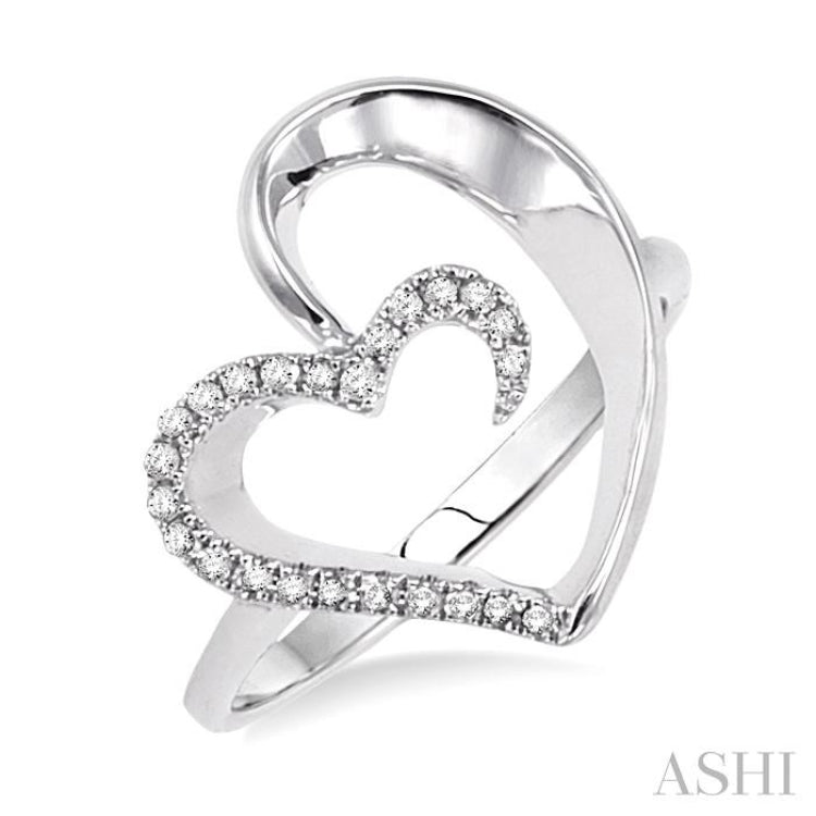 1/10 ctw Round Cut Diamond Heart Shape Ring in Sterling Silver