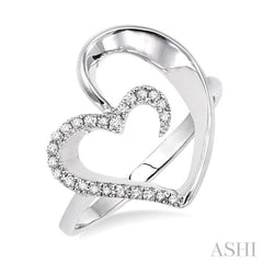 1/10 ctw Round Cut Diamond Heart Shape Ring in Sterling Silver