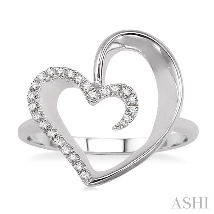 1/10 ctw Round Cut Diamond Heart Shape Ring in Sterling Silver