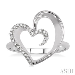 1/10 ctw Round Cut Diamond Heart Shape Ring in Sterling Silver