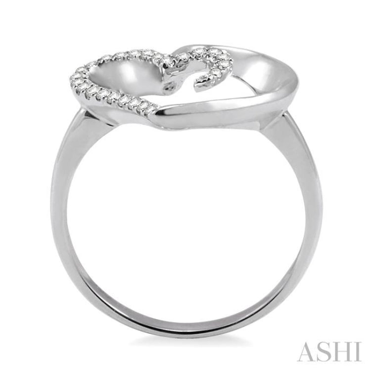 1/10 ctw Round Cut Diamond Heart Shape Ring in Sterling Silver