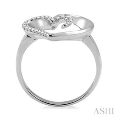 1/10 ctw Round Cut Diamond Heart Shape Ring in Sterling Silver
