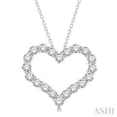 3.00 Ctw Heart Shape Round Cut Diamond Pendant With Chain in 14K White Gold
