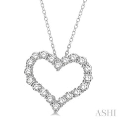 3.00 Ctw Heart Shape Round Cut Diamond Pendant With Chain in 14K White Gold