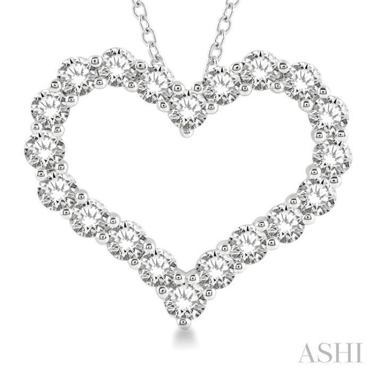 3.00 Ctw Heart Shape Round Cut Diamond Pendant With Chain in 14K White Gold