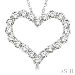 3.00 Ctw Heart Shape Round Cut Diamond Pendant With Chain in 14K White Gold