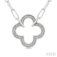 1/10 Ctw Round Cut Diamond Paperclip Pendant With Chain in Sterling Silver
