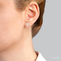1/3 Ctw Medallion Lovebright Round Cut Diamond Bezel Stud Earring in 14K Yellow and White Gold