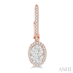 3/8 ctw Oval Shape Diamond Lovebright Earrings in 14K Rose and White Gold