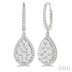 2 ctw Pear Shape Diamond Lovebright Earrings in 14K White Gold