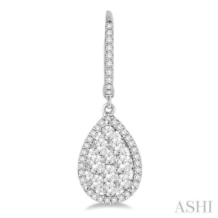 2 ctw Pear Shape Diamond Lovebright Earrings in 14K White Gold