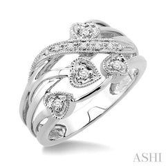 1/20 ctw Single Cut Diamond Crossover Heart Ring in Sterling Silver