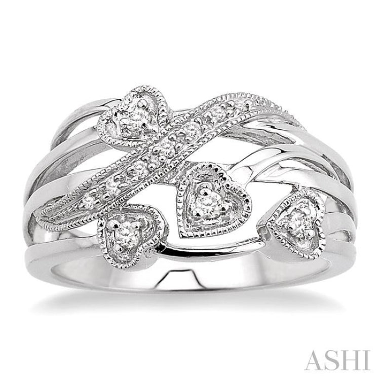 1/20 ctw Single Cut Diamond Crossover Heart Ring in Sterling Silver
