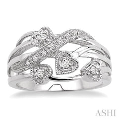 1/20 ctw Single Cut Diamond Crossover Heart Ring in Sterling Silver