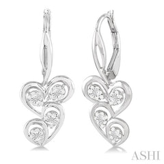 1/10 ctw Round Cut Diamond Twice Heart Earrings in Sterling Silver