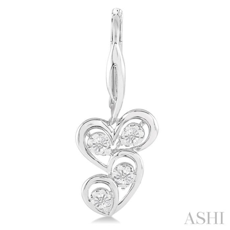 1/10 ctw Round Cut Diamond Twice Heart Earrings in Sterling Silver