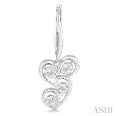 1/10 ctw Round Cut Diamond Twice Heart Earrings in Sterling Silver