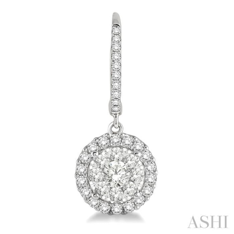 1 ctw Round Cut Diamond Lovebright Earrings in 14K White Gold