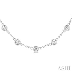 3.00 Ctw Bezel Set Round Cut Diamond Station Necklace in 14K White Gold