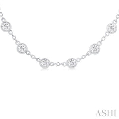 4.00 Ctw Bezel Set Round Cut Diamond Station Necklace in 14K White Gold