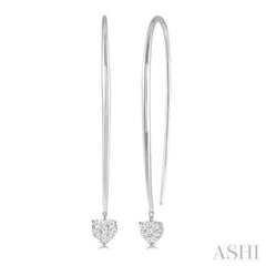 1/3 Ctw Heart Shape Lovebright Round Cut Diamond Earring in 14K White Gold