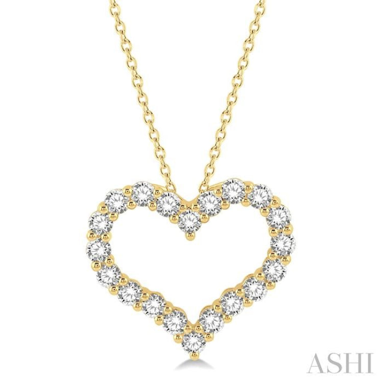 2.00 Ctw Heart Shape Round Cut Diamond Pendant With Chain in 14K Yellow Gold