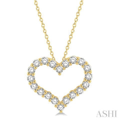 2.00 Ctw Heart Shape Round Cut Diamond Pendant With Chain in 14K Yellow Gold