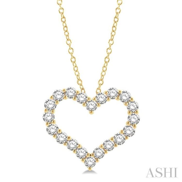 4.00 Ctw Heart Shape Round Cut Diamond Pendant With Chain in 14K Yellow Gold