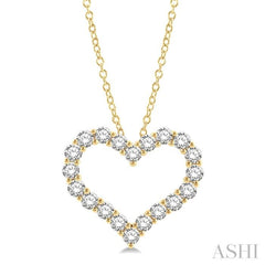 4.00 Ctw Heart Shape Round Cut Diamond Pendant With Chain in 14K Yellow Gold
