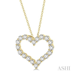 4.00 Ctw Heart Shape Round Cut Diamond Pendant With Chain in 14K Yellow Gold