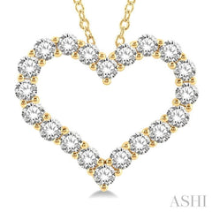 4.00 Ctw Heart Shape Round Cut Diamond Pendant With Chain in 14K Yellow Gold