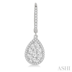 3/4 ctw Pear Shape Diamond Lovebright Earrings in 14K White Gold