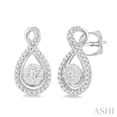 1/2 ctw Lovebright Round Cut Diamond Earrings in 14K White Gold