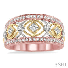 5/8 ctw Diamond Fashion Ring in 14K Tri Color Gold