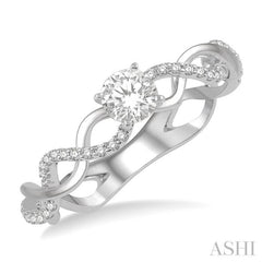 1/6 ctw Entwined Shank Semi-Mount Round Cut Diamond Engagement Ring in 14K White Gold