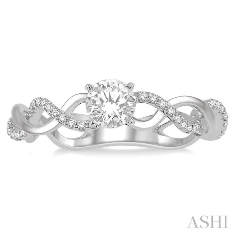 1/6 ctw Entwined Shank Semi-Mount Round Cut Diamond Engagement Ring in 14K White Gold