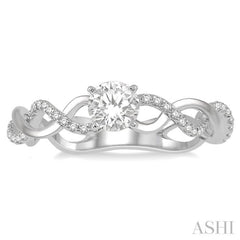 1/6 ctw Entwined Shank Semi-Mount Round Cut Diamond Engagement Ring in 14K White Gold