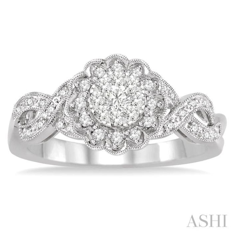 1/3 ctw Lovebright Round Cut Diamond Ring in 14K White Gold