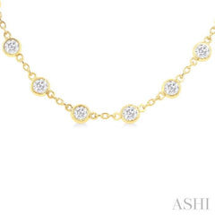 4.00 Ctw Bezel Set Round Cut Diamond Station Necklace in 14K Yellow Gold