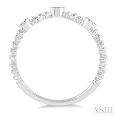 1/5 Ctw Circular Mount Ball Link Round Cut Diamond Stackable Band in 14K White Gold