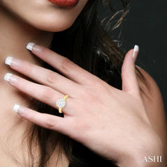 3/4 Ctw Lovebright Round Cut Diamond Ring in 14K Yellow and White Gold