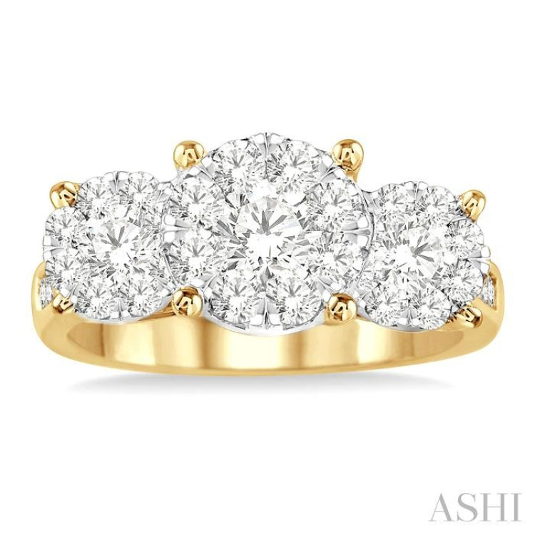 1 1/2 ctw Lovebright Round Cut Diamond Ring in 14K Yellow and White Gold