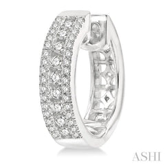 1/2 ctw Channel Set Round Cut Diamond Hoop Earring in 14K White Gold