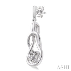 1/50 Ctw Heart Shape Round Cut Diamond Fashion Earrings in Sterling Silver