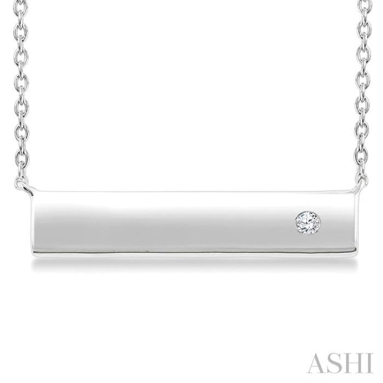1/50 Ctw Horizontal Bar Round Cut Diamond Fashion Pendant With Chain in Sterling Silver