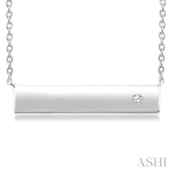 1/50 Ctw Horizontal Bar Round Cut Diamond Fashion Pendant With Chain in Sterling Silver